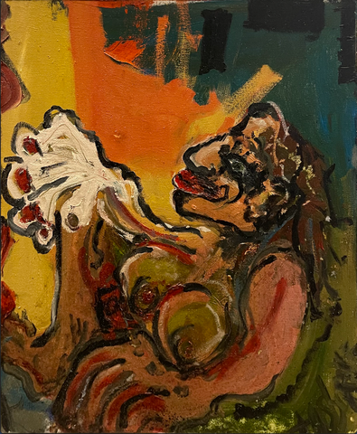 Red Nail Polish Lady - Oil on Canvas